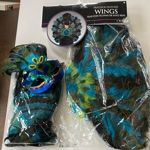 Halloween Peacock wings, collar and mask costume. Great condition worn once